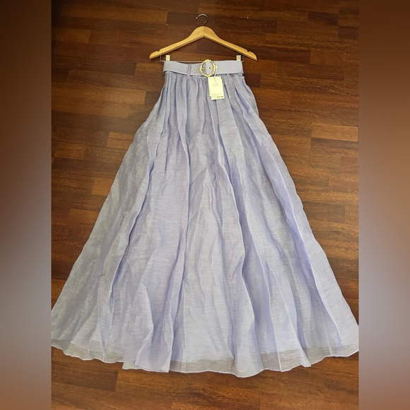NWT Zimmermann Belted Linen Organza Maxi in Periwinkle Skirt 0 US4 - Picture 13 of 16